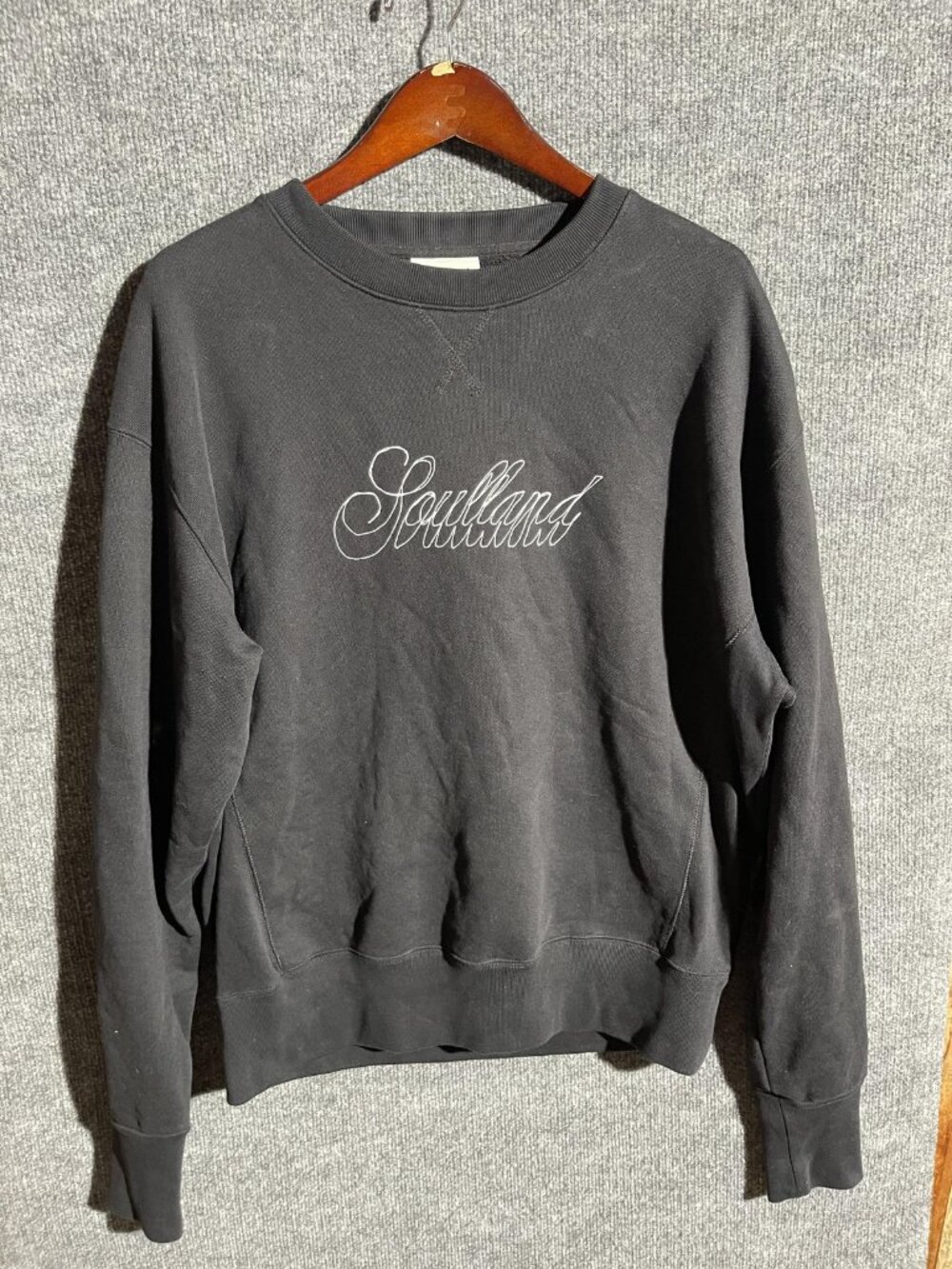 Soulland Sweatshirt Mens XL Black Crewneck Logo Pullover Casual Streetwear